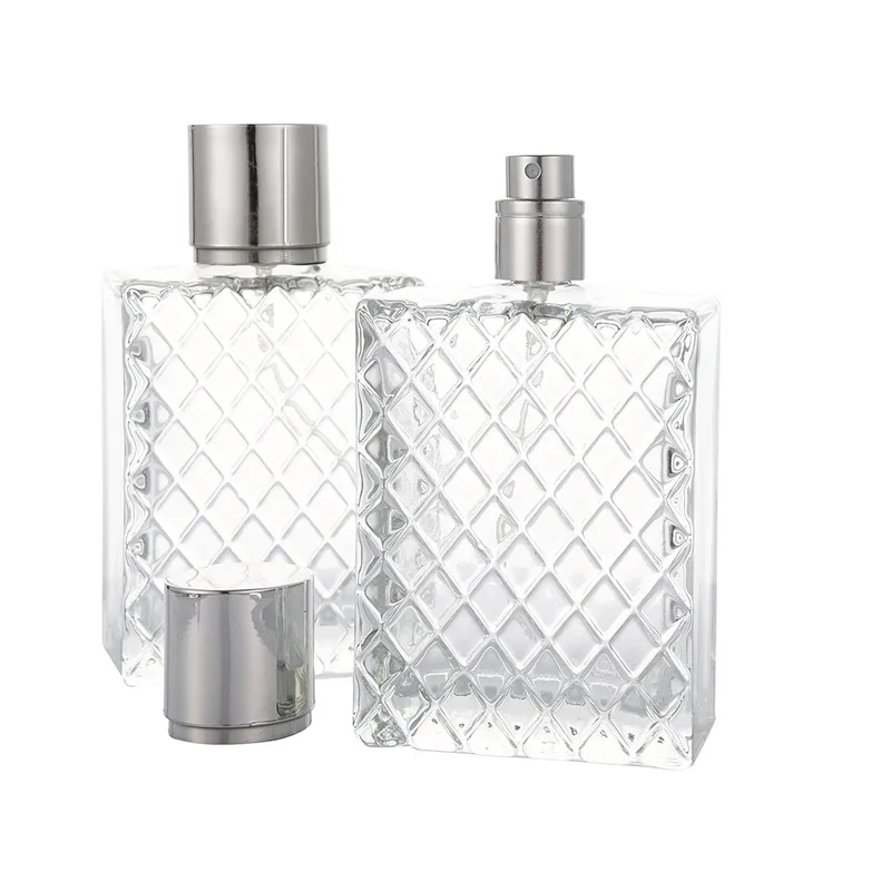 50Pcs 100ml 3.4 oz Refillable Spray Perfume Bottles Large Fine Mist Atomizer Empty Portabe Clear Glass Essential Oil  Packing