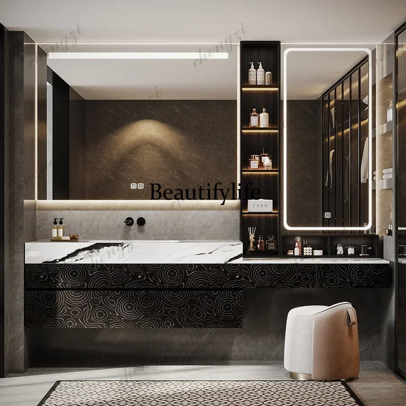 Light Luxury Solid Wood Bathroom Cabinet Partitions Accessories Closet Cupboard Space Saver Gadgets ModernK182