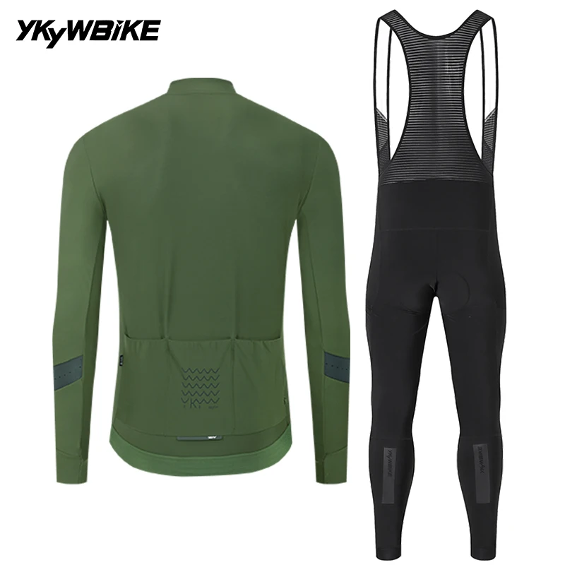 YKYWBIKE Herren-Radsportbekleidung Winter 10-20 ° C Fahrrad-Sets Rennrad-Latzhose Anzug Langarm-Radtrikot Kleidung – Detail 26