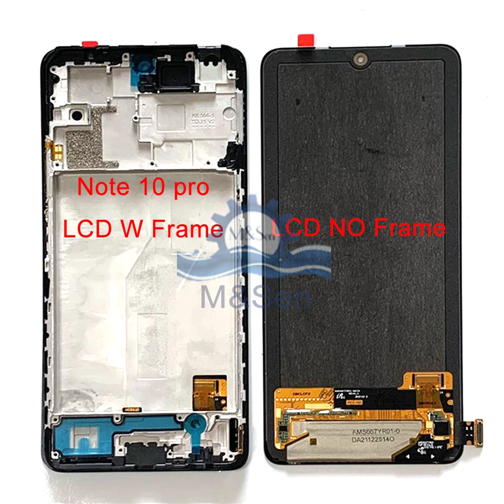 Original Amoled For Xiaomi Redmi Note 10 Pro M2101K6G LCD Display Screen Frame Touch Panel Digitizer For Redmi Note 10 Pro Max