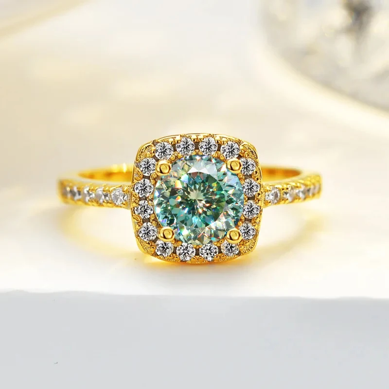 

JoyceJelly 22 choices Sterling Silver 925 Rings With 1CT Colorful Moissanite Ring Plated 14K Gold Luxury Jewelry For Engagement