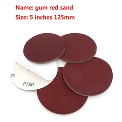 2-30pcs 5 Inch 125mm Adhesive Backed Red Sandpaper Dry Grinding Adhesive Wood Floor Metal Polishing Self-adhesive Adhesive