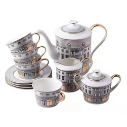 Retro Gorgeous Palace Coffee Cup Teapot Milk Pot Building Series Ceramic Tableware Home Desktop Decoration Ceramic Milk Cup