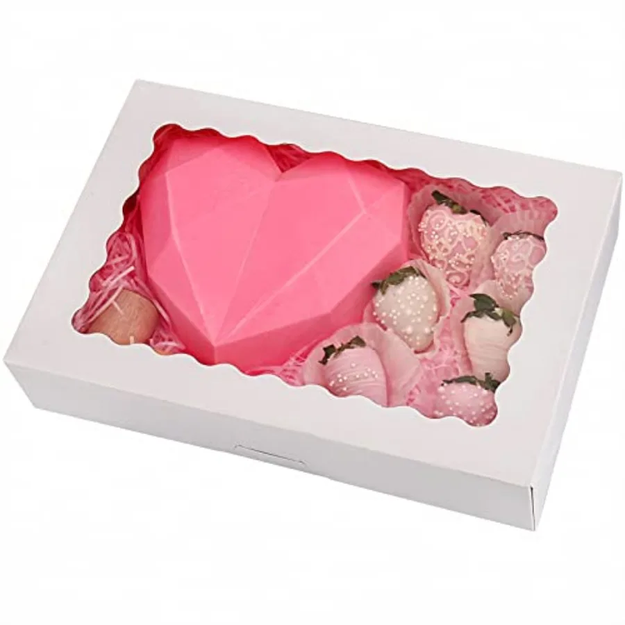 

Коробки для выпечки с окном 12" x 8" x 2.5" (дюймы), автоматически раскрывающиеся коробки для печенья, пирогов, маффинов, пончиков и кондитерских изделий, белые