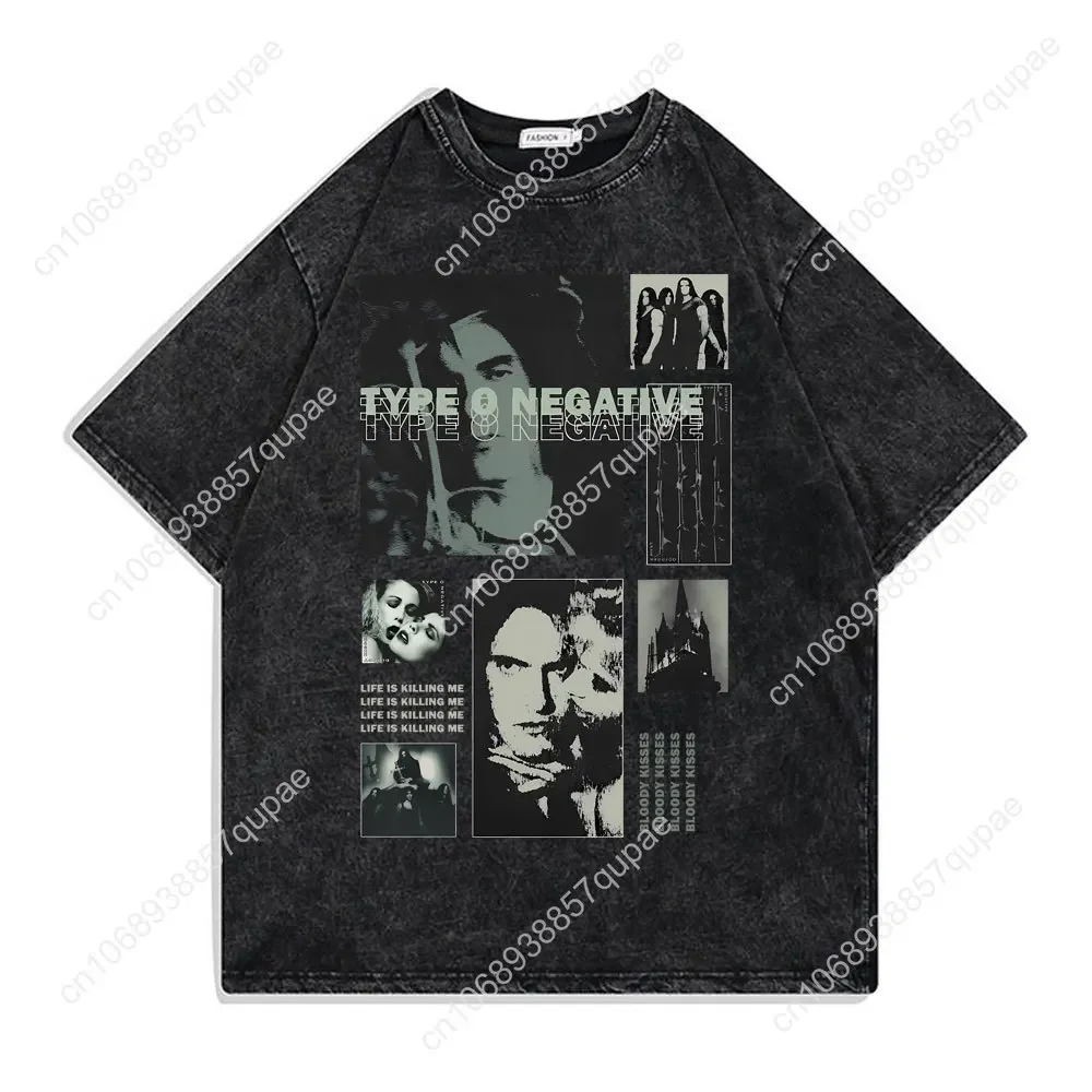 Washed Vintage Type O Negative Who Will Save The Sane Tshirt Men Women Rock Metal Gothic T-shirt Man Oversized Cotton T Shirts