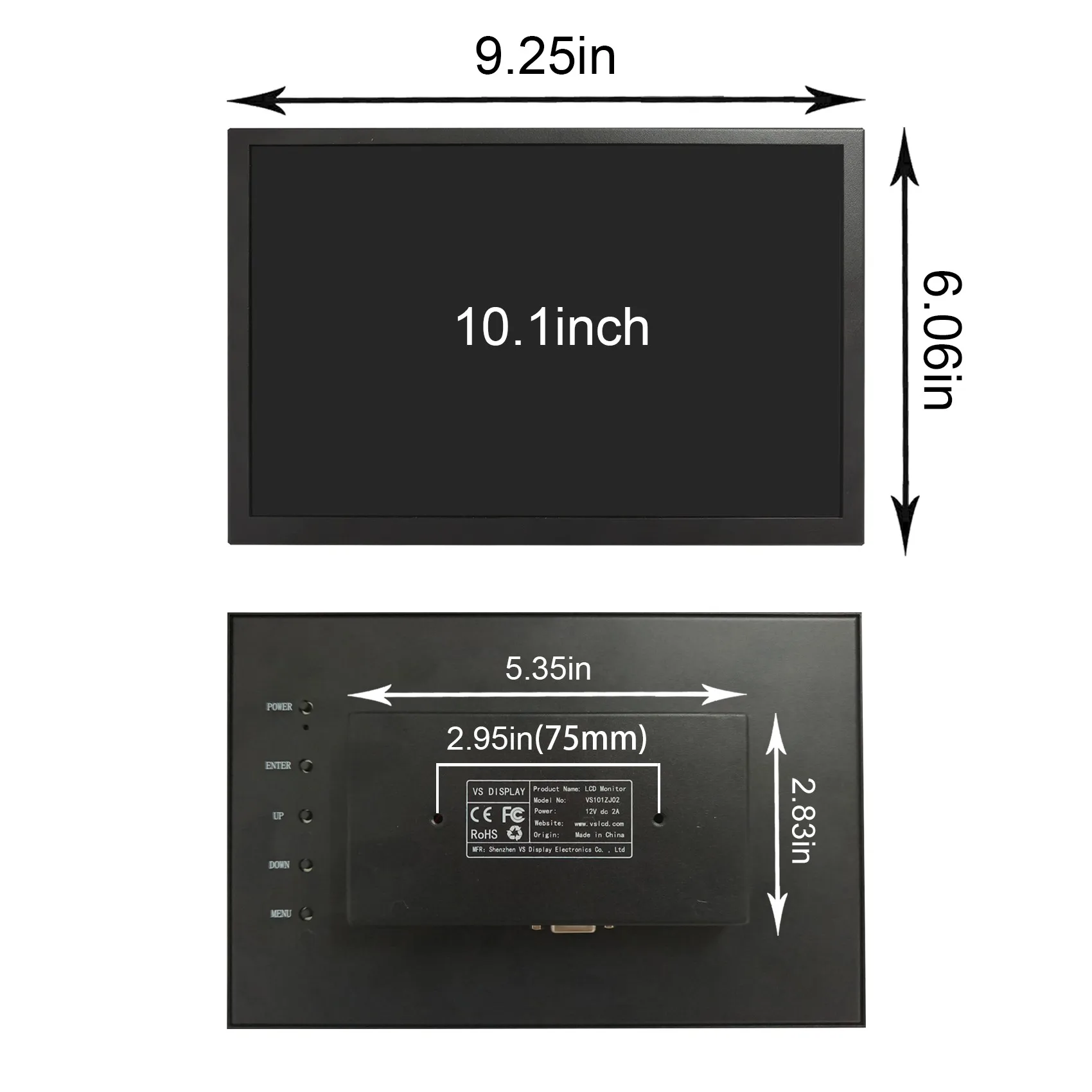 10.1inch 1280x800 IPS LCD Monitor H/D VGA Input Metal Case