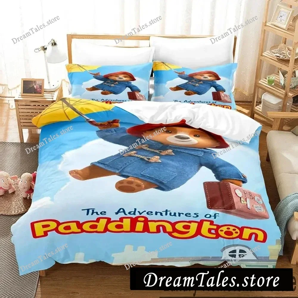 

Home Textile Cartoons Paddington Bear Cover Duvet Cover Pillow Case Boy Girl Polyester Bedding Set King Queen Twin Size