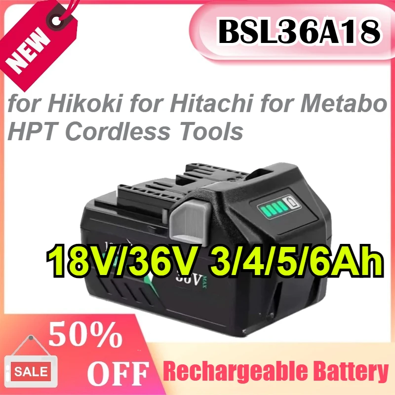 

BSL36A18 18V/36V 3/4/5/6Ah Multi-Volt for Hikoki for Hitachi for Metabo HPT Cordless Tools Rechargeable Battery