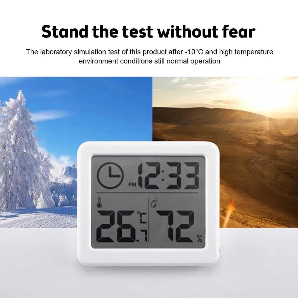 Multifunction Thermometer Hygrometer 3.2inch Large LCD Screen Automatic Electronic Temperature Humidity Monitor Clock