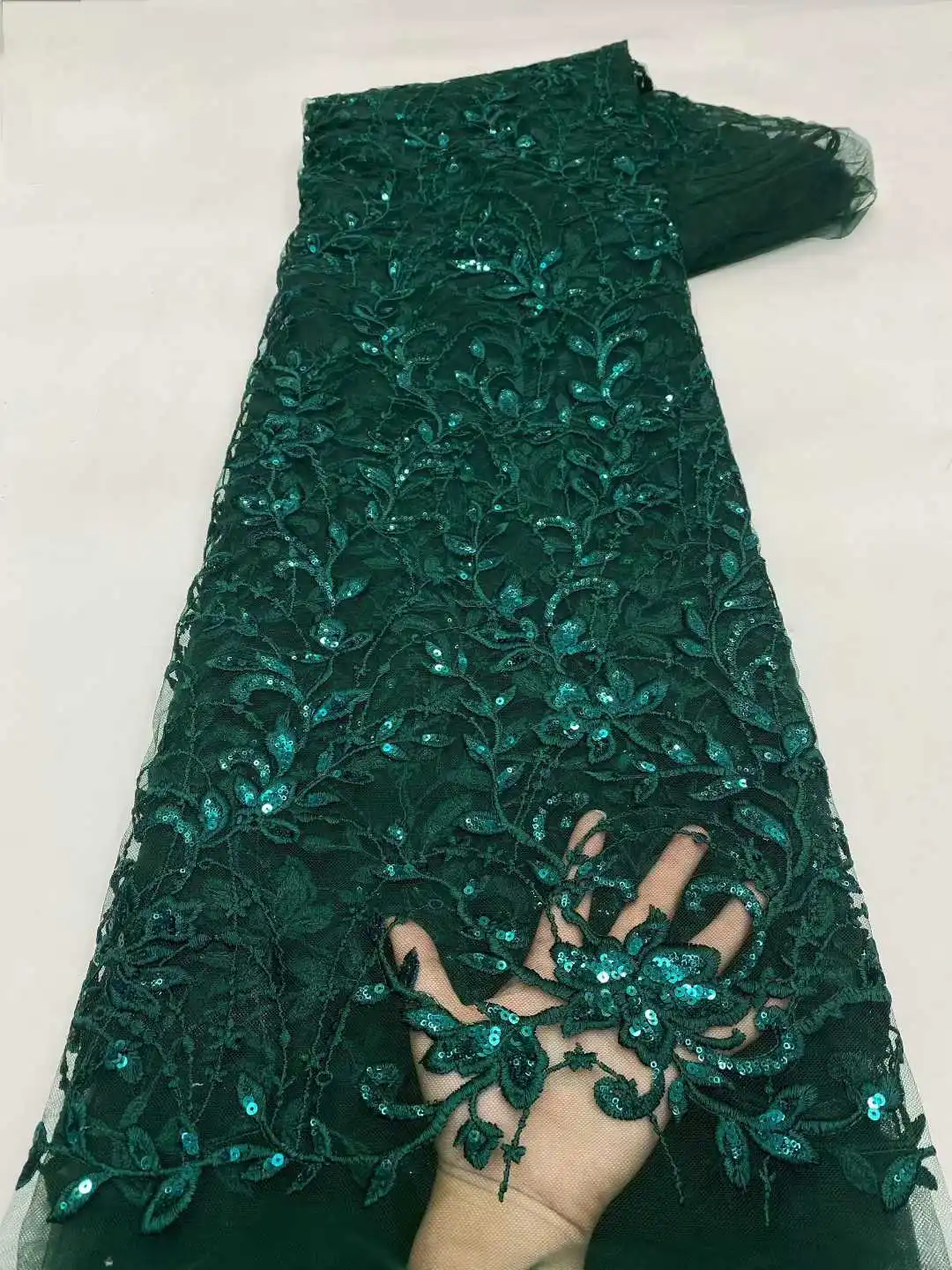 

Элитная африканская кружевная ткань с пайетками 2026: высококачественная вышивка, сетка с бисером для женских свадебных и вечерних платьев