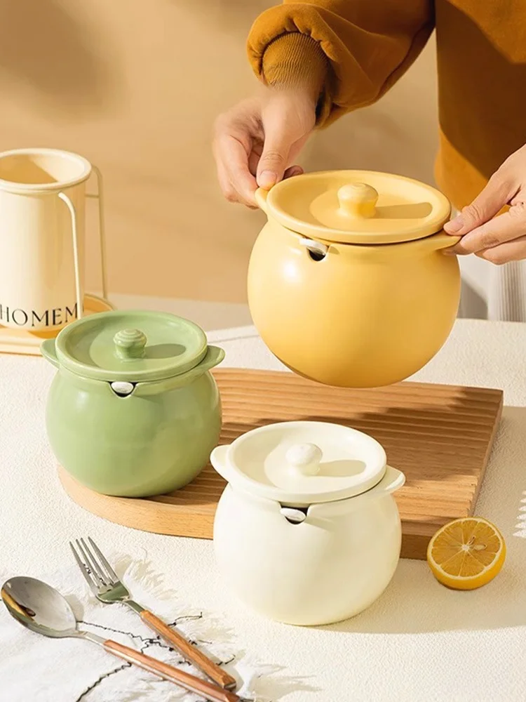 

JOJOS L PDadow Cerc Pig Fat Jar Kitchen Storage Spice Bottle adow round Cylinder ape Non- for Salt And Gener...