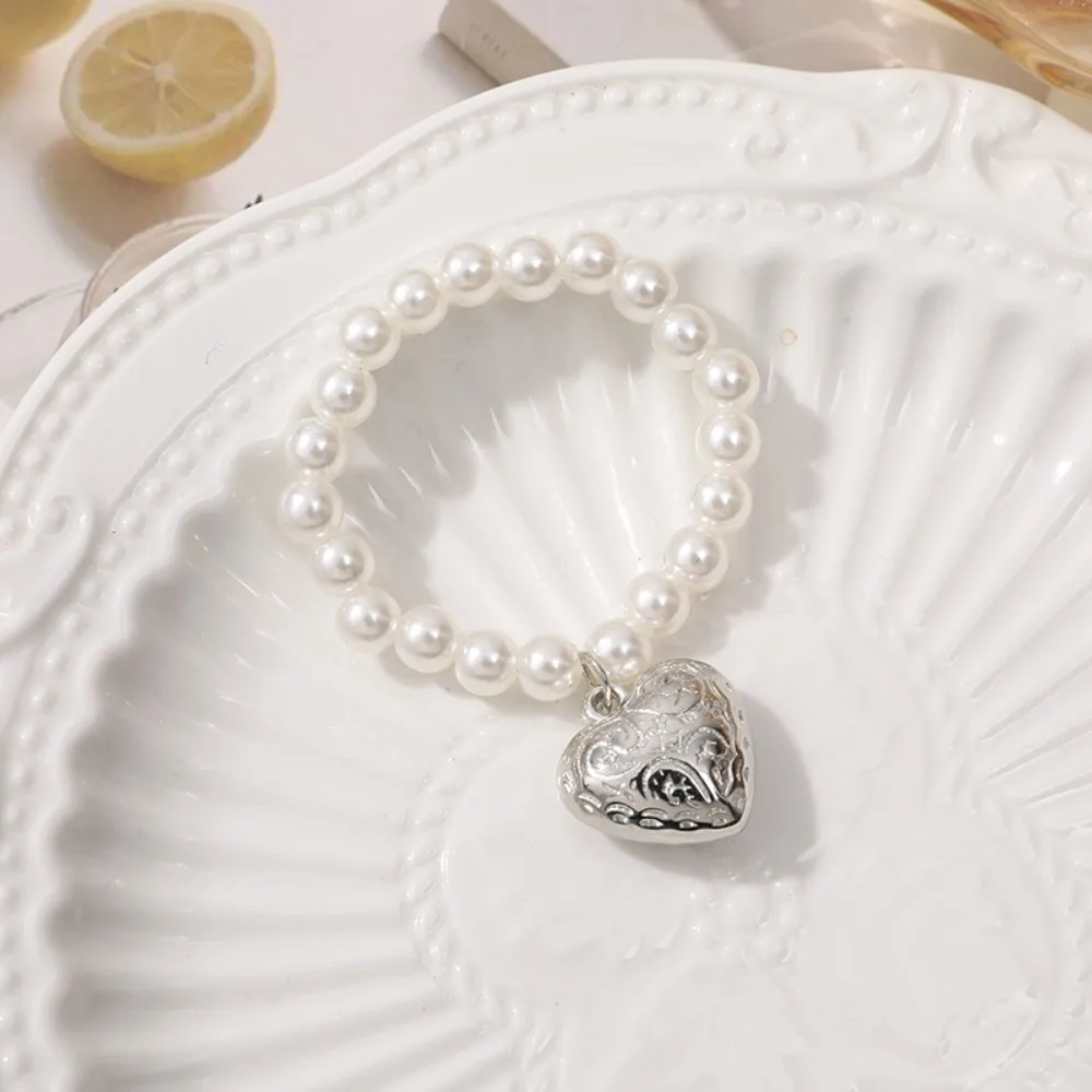 Fashion Crafts Dog Heart Necklace Elastic Silver Dog Pearl Collars Fashion Cute Mini Pearl Chain