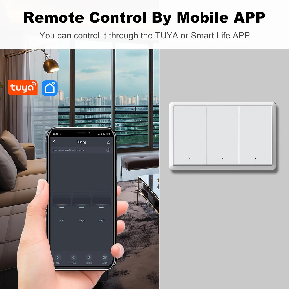 Manhot Tuya Smart zigbee Switch No Neutral Wire Required No Capacitor Wall Button Light Switches Work With Alexa Google Home