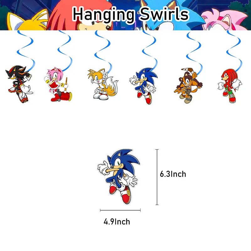 Sonic The Hedgehog Theme Party Decoration Articles Banner Cake Topper Balloon Anime Periphery Action Figure Sonic Image Kid Gift