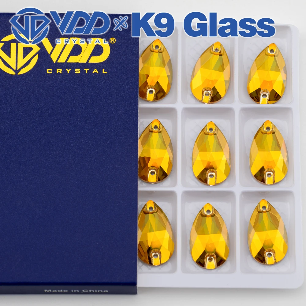 VDD S258 Sunshine Birnenförmige Hochwertige K9-Glas-Aufnähsteine, Kristall-Flachboden-Nähsteine, Strass-Steine für Kleidung und Kleiderdekoration – Detail 1