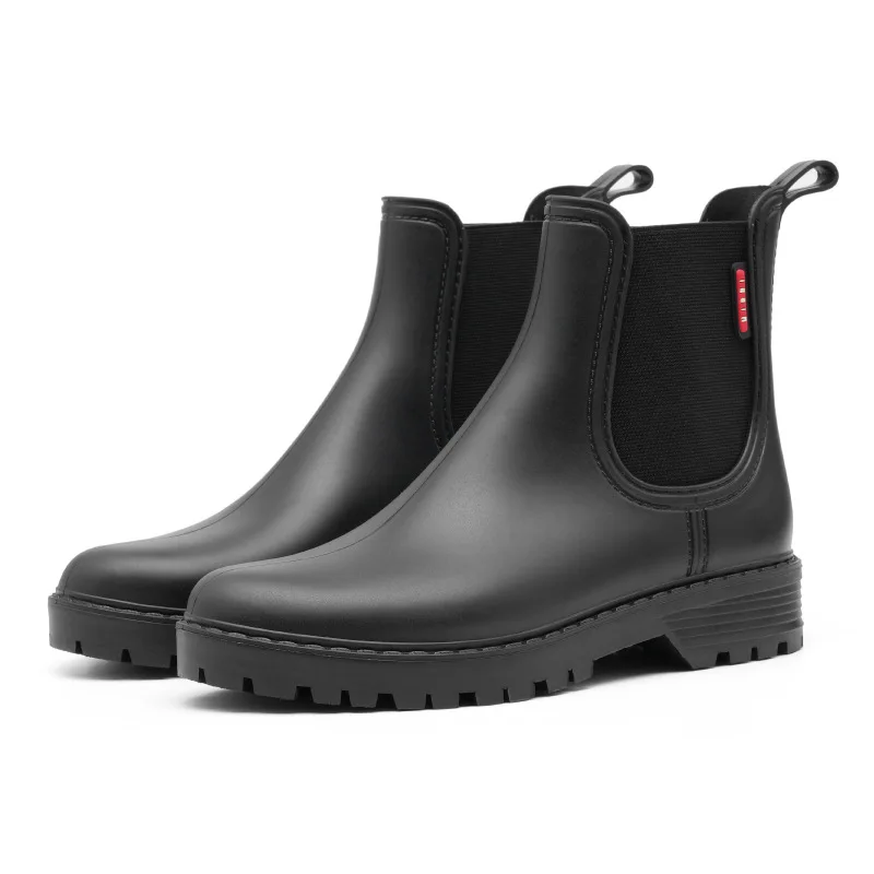 Botas de chuva Chelsea impermeáveis para mulheres, sapatilhas de borracha para senhoras, galochas antiderrapantes, sapatos chuvosos pull-on, 2024