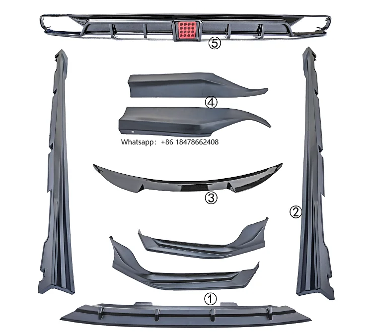 

Car Exterior Accessories Front Lip Glossy Black Front Splitter for 10TH Accord 2018-2021