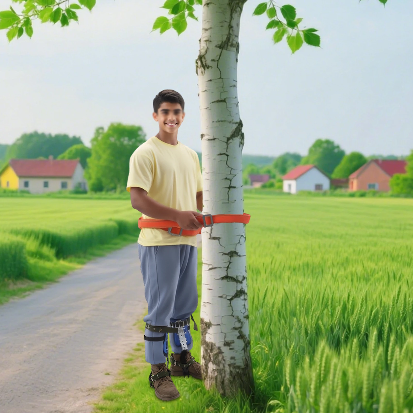 مجموعة تروس تسلق الأشجار قابلة للتعديل بسعة 150 كجم مع قفازات حبل حزام الأمان للتسلق في الهواء الطلق وقطف الفاكهة #5