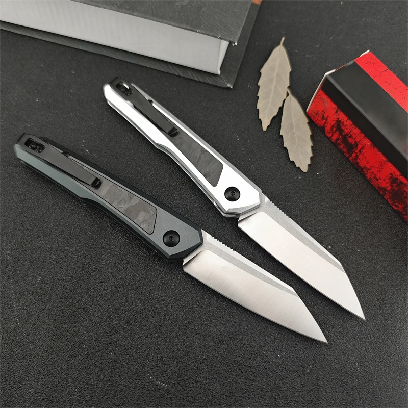 High hardness KS7050 outdoor survival camping T6 aluminum inlaid carbon fiber handle hunting tactical rescue Assisted EDC  knife