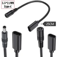 3A power extension cable Type-c female 5521 female/male charging adapter cable 5.5x2.1mm to USB-C female 5-24V