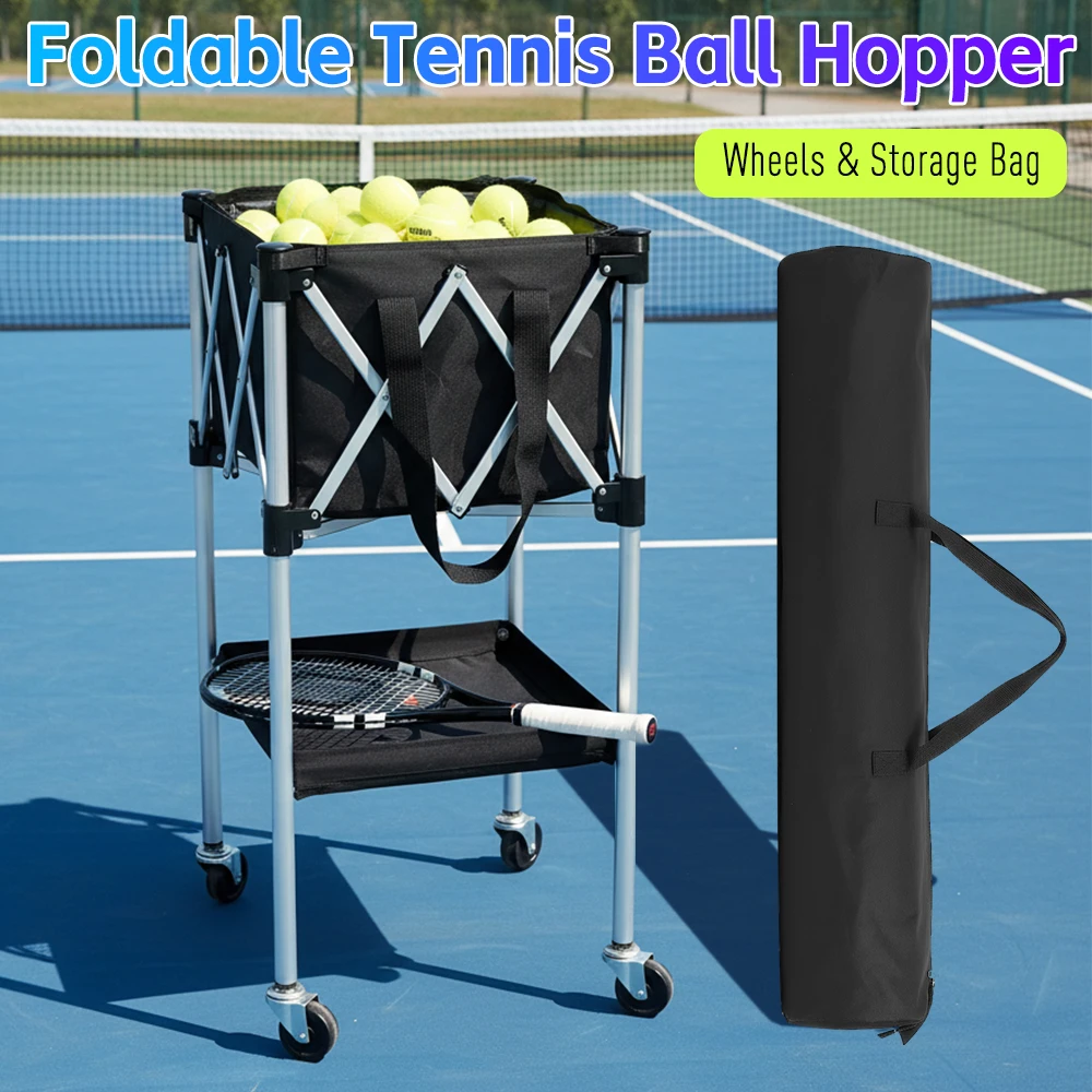 

Складная корзина для теннисных мячей на колесах, легкая тележка-переноска для пиклбола, бейсбола и софтбола