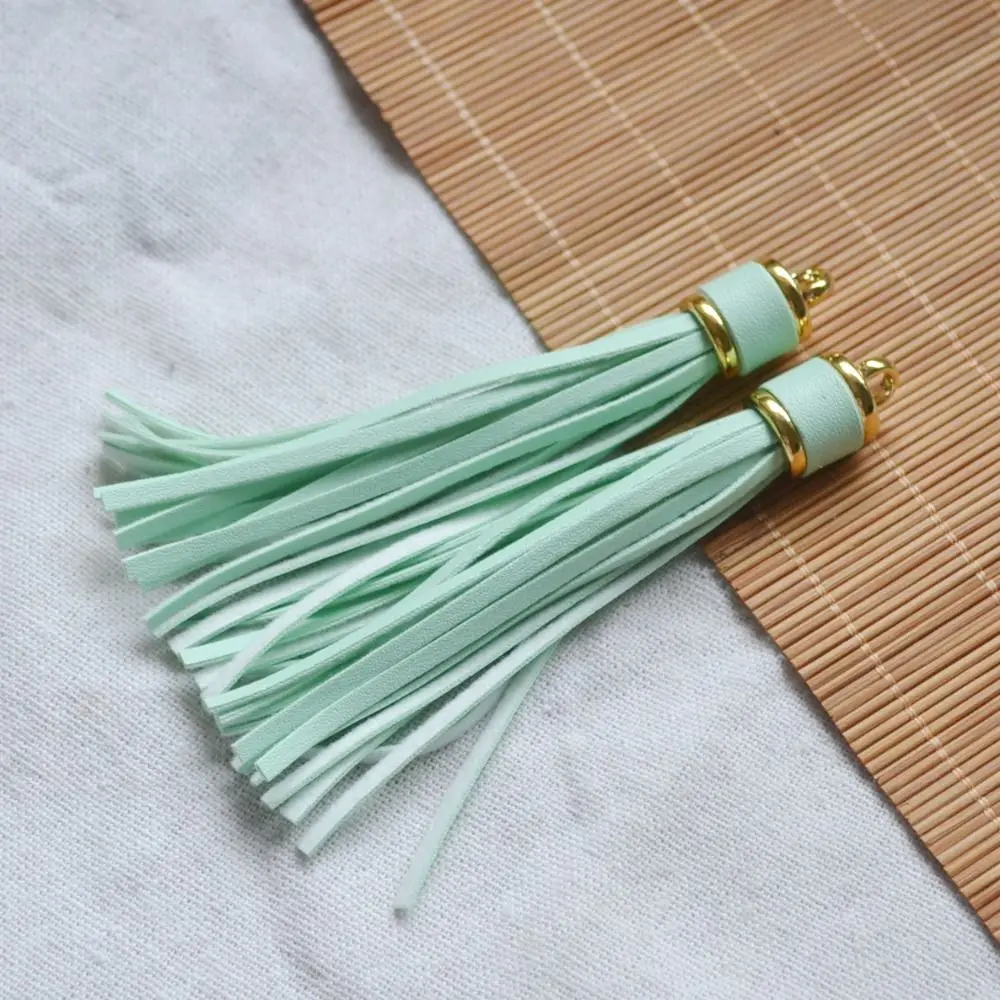 PU Tassel With Golden Caps Diy Crafts Charms Leather Tassel Colorful Leather Purse Tassels for Handbags for Jewelry Making