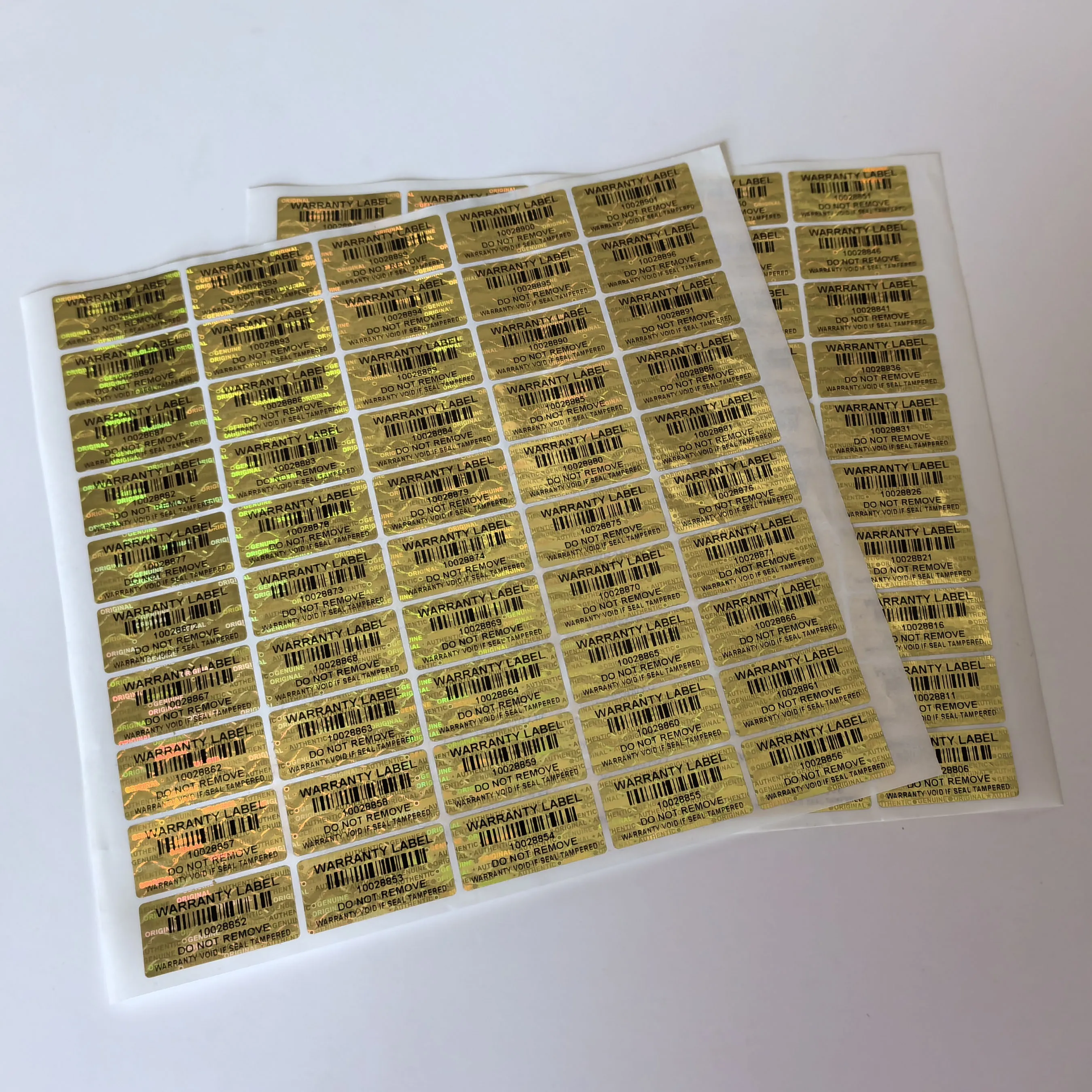Hologram Anti-Fake Tamper Proof Evident Security Sealing Labels Warranty Void Holographic Stickers with Serial Number Bar Code