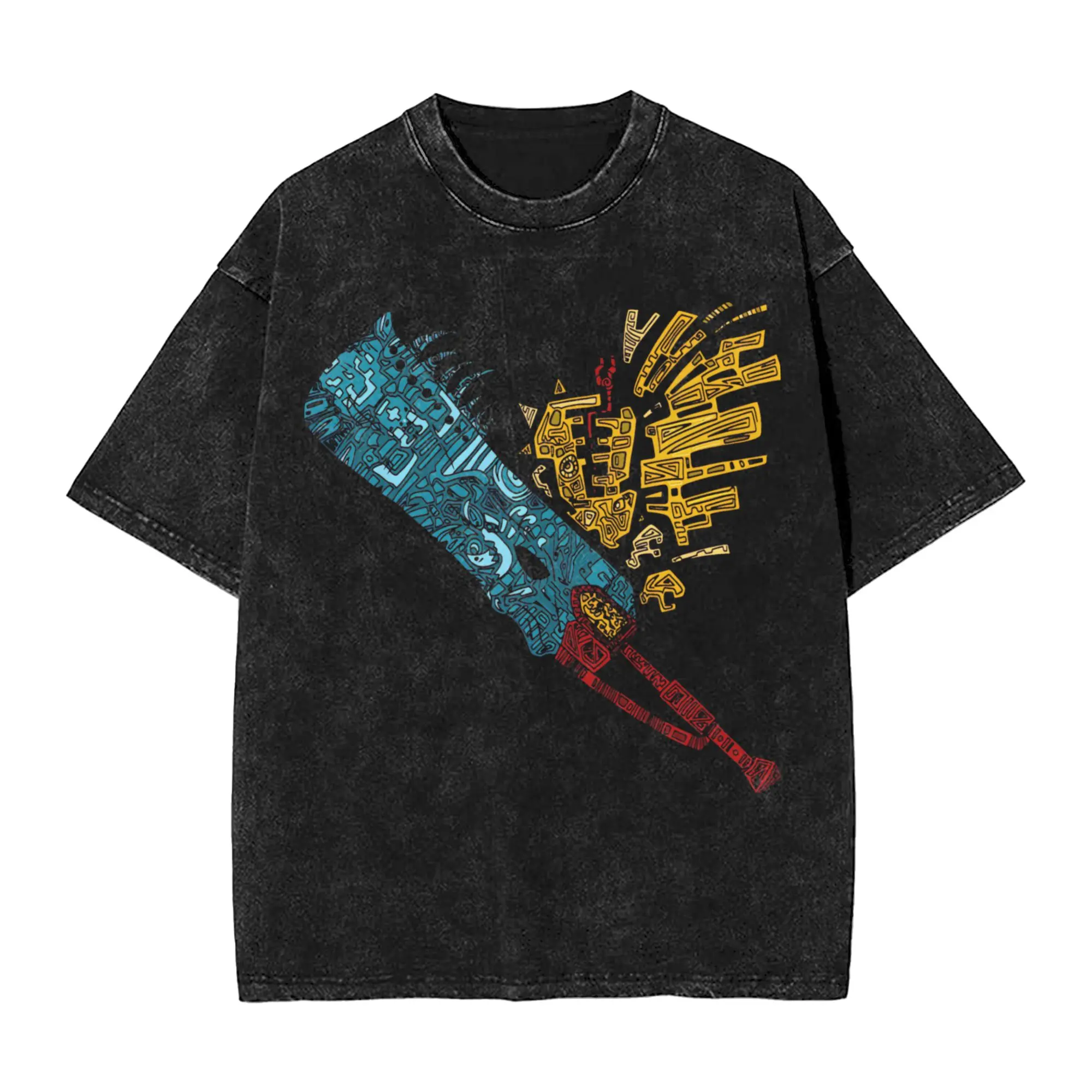 Monster Hunter Great Sword  T Shirt Hip Hop Washed Short Sleeve Harajuku T-Shirt  Fashion for Men Women Streetwear Printed Tees