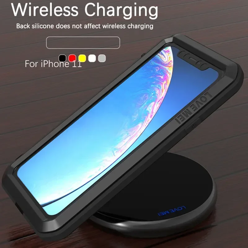 Heavily armored LOVE mei Aluminum metal case for iPhone 14 Plus 13 12 11 Pro Max Fully shock-proof Sturdy cover screen protector