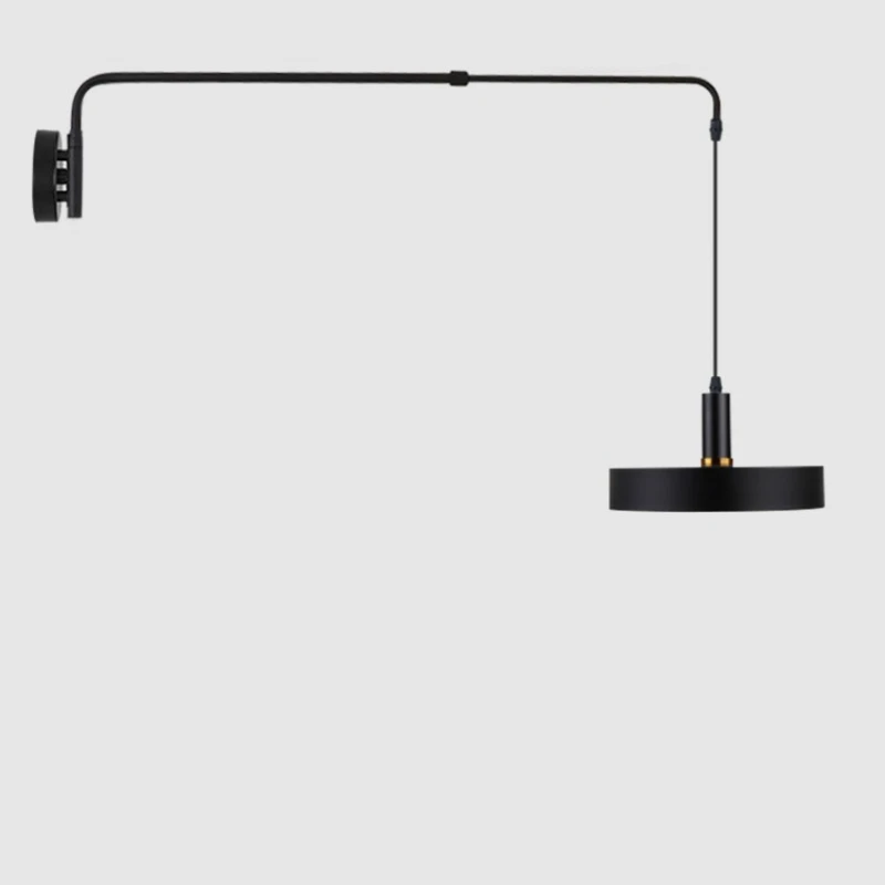 Industrial Long Pole Swing Arm Black Wall Light Led Adjustable Rotary Hanging Bedside Light Living Room Dining Table Home Decor