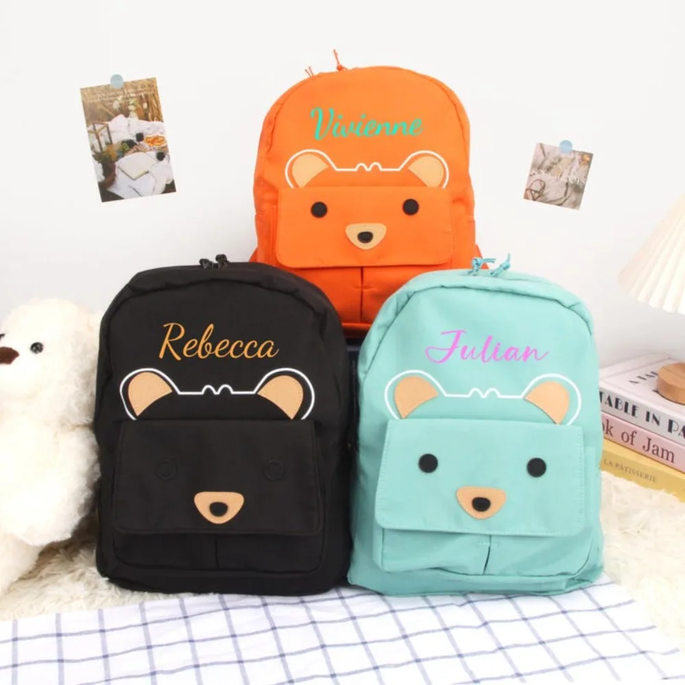 Cute Personalised Name Bear Backpack - Custom Children's Schoolbag, Perfect Birthday/Christmas Gifts Daily Campus for Boys Girls