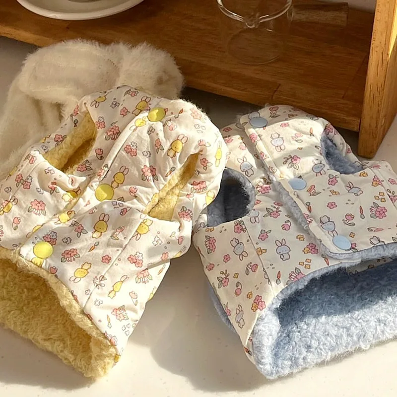 

Maltese Cute Small Bear Down Jacket Pet Warmth Cotton Coat Thickened Flower Puppy Vest Winter Casual Dog Clothes