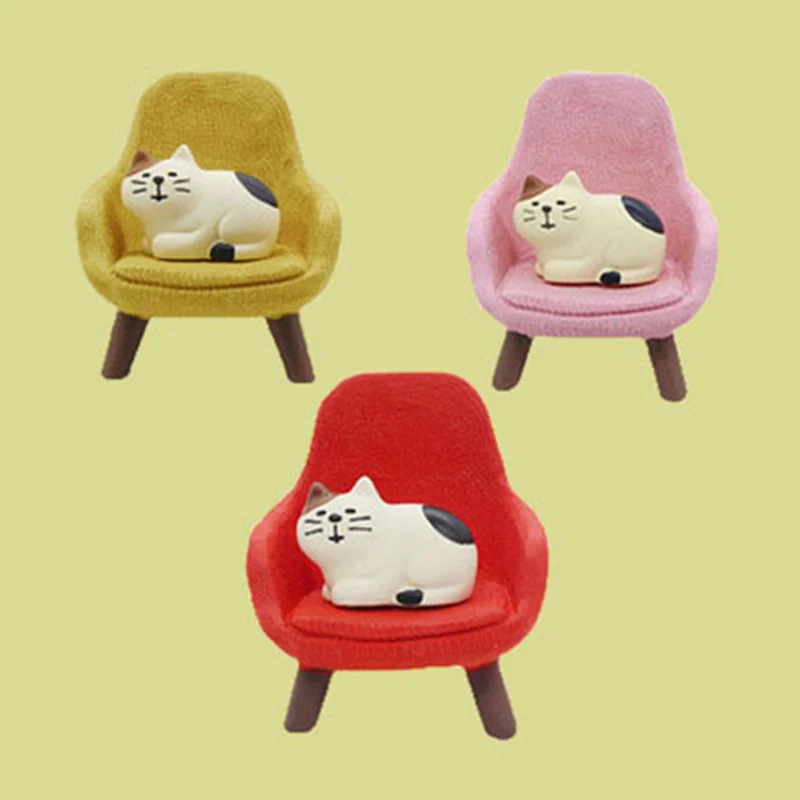 1pc Zakka Japan Cat Sofa Japan Kawaii Miniature Figurines Resin Craft Bookshelf Decoration Collectible Scene Decoration