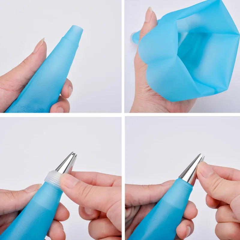 Multifunctional Baking Tool Silicone Kitchen DIY Frosted Reusable Pastry Bag Nozzle Set Stainless Steel Cake Decorating Tool Set