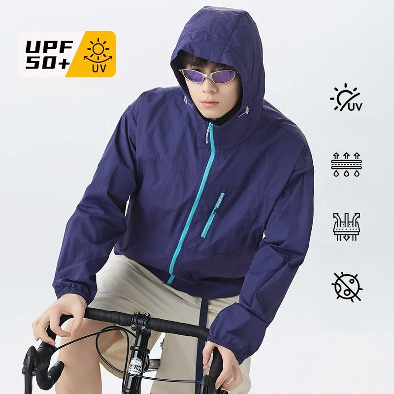 

Сверхлегкая дышащая модная солнцезащитная куртка UPF50+ для мужчин и женщин - быстросохнущая солнцезащитная одежда из ледяного шелка с капюшоном
