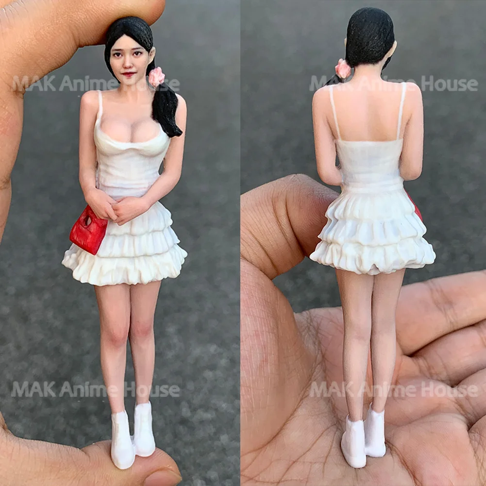 

Изысканный 3D-принт для лица 1/18 1/16 1/12 большой нагрудный ремень, белая короткая юбка, фигурка девушки, гиперреализм, модель сцены, игрушки