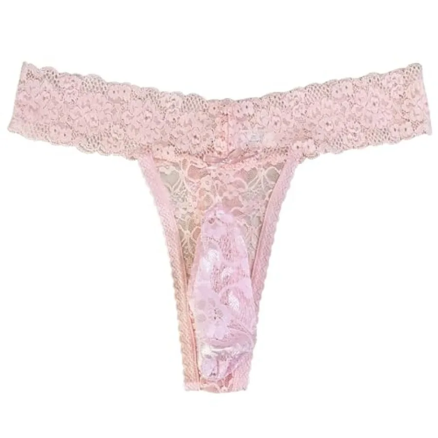 

Mens Sissy Thong Underwear Panties Lingerie, Sexy Feminine Lace Clothes for Girly Femboy Male Cross-dressers