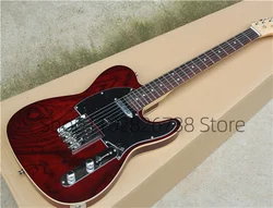 Classic Red Electric Guitar Te Guitar Zebra-stripe Body Maple Neck Black Guard Fixed Bridge  Factory Custom