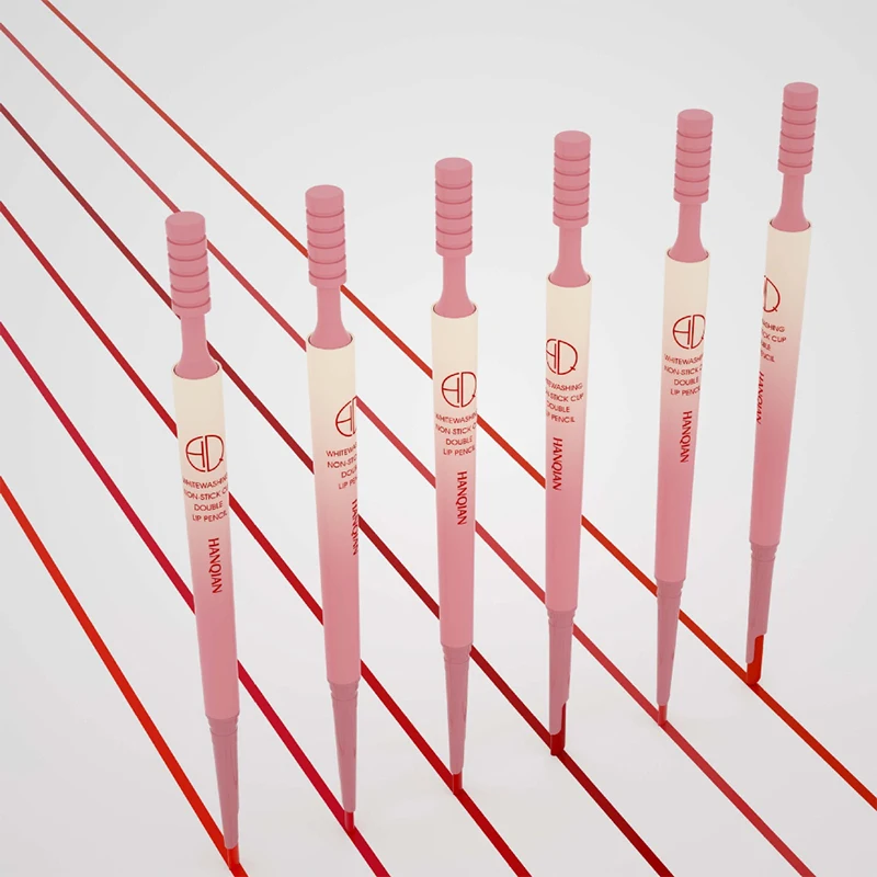 ホワイトウォッシュノンスティックカップ両面リップライナー、マットミスト、輪郭のある形状、メイクアップ充填付きリップバラ