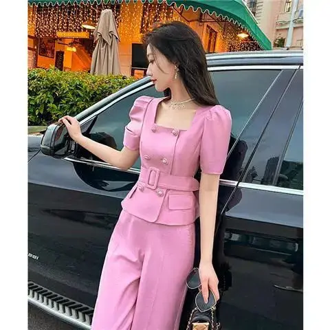 Women Spring Summer Sunscreen Shirts Suit Long Pants 2 Piece Set Lady Loose Blouse Tank Tops Trousers Outfits 2024 YC257