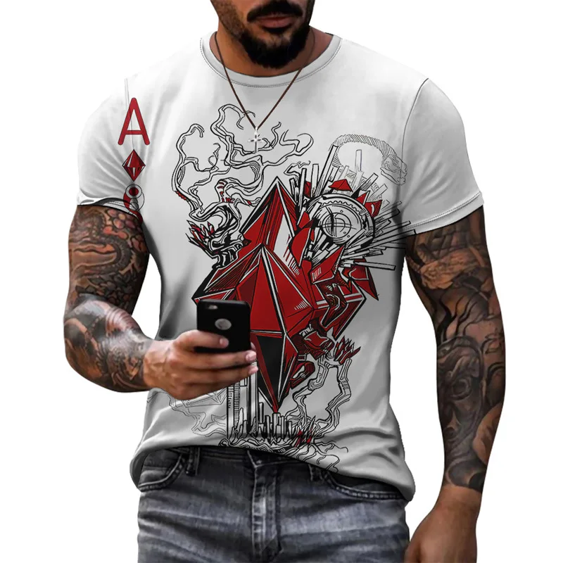 Fashion New Poker original men\'s shirts Summer Casual Trend Personality streetwear 3D Printed Round Neck Short Sleeve Tees Tops