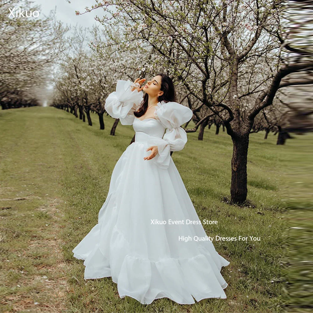 Xikuo-Vestidos De Noche De Organza rosa De hadas, Vestidos De fiesta con escote en forma De corazón y hombros descubiertos, elegantes Vestidos De fiesta personalizados