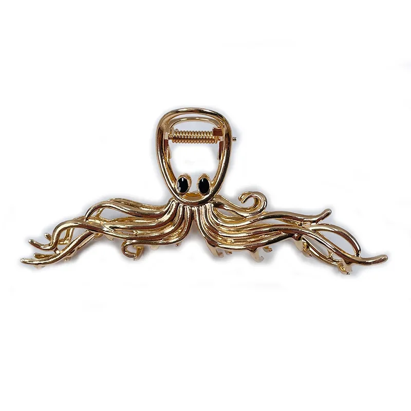 New Golden Octopus Hair Claw Headwear Punk Fashion Meta Animal Hairpin Gothic Cool Clip Hair Accessories for Women Jewelry