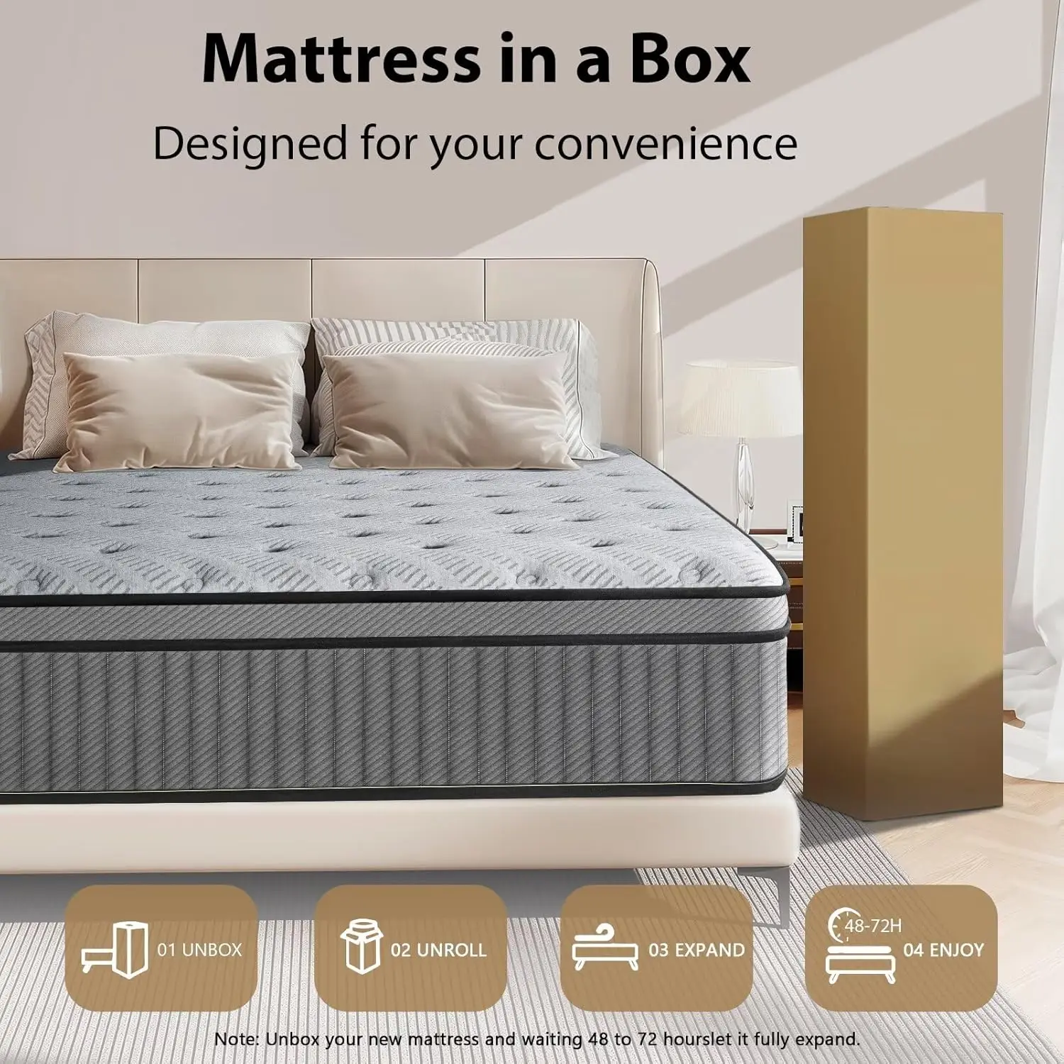 

Medium Firm Hybrid Mattress with Memory Foam and Pocket Springs for Pressure Relief, Edge Support, Enhanced Lumbar Support