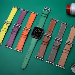 Genuine Leather Strap For Apple Watch band 44mm 45mm 40mm 38mm 42mm Bracelet Loop Wristband For Apple Watch Ultra2 1 49mm SE 8 9