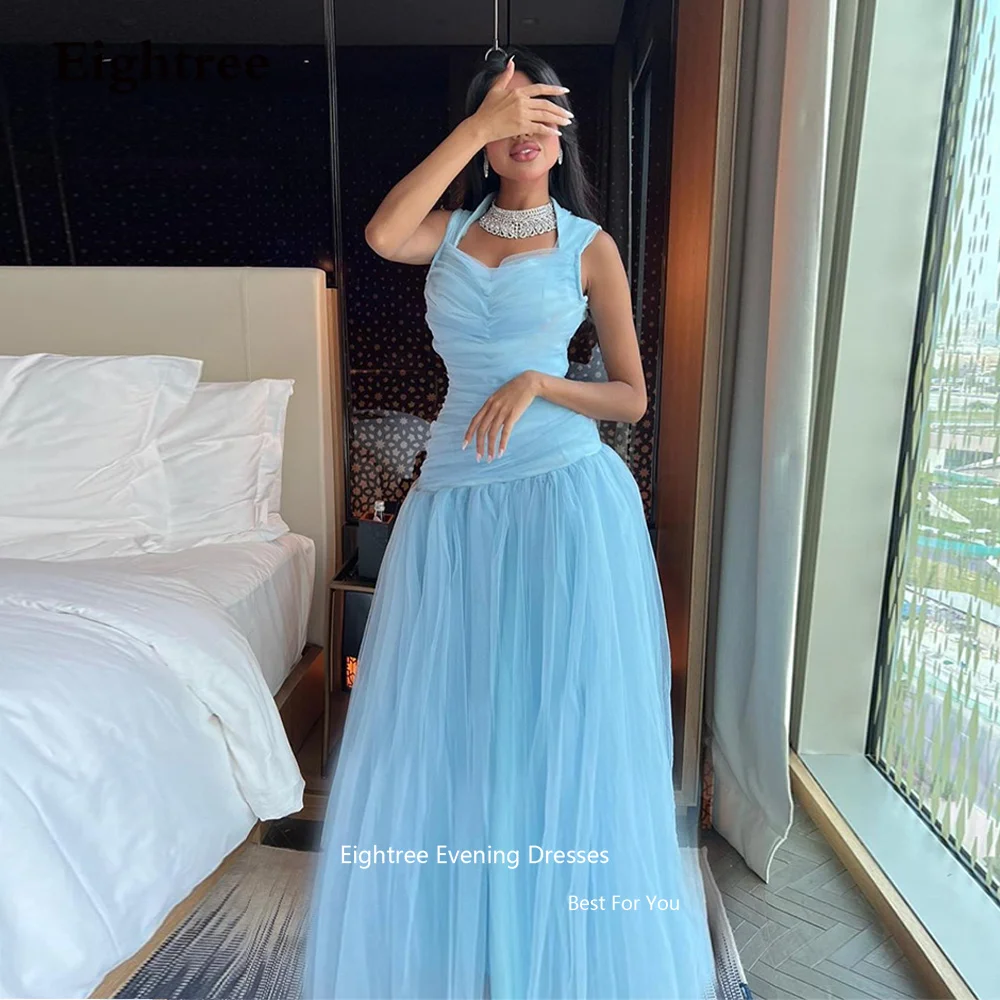 

Eightree Sky Blue Evening Dresses Tulle Long A Line Pleat Formal Abendkleider Dubai Vestidos De Fiesta Elegantes Para Mujer 2023