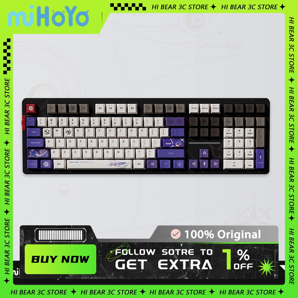 miHoYo Acheron Mechanical Keyboard Anime Honkai: Star Rail Custom Tri-Mode Wireless Bluetooth 5.0 Rgb Keyboard For Gamer