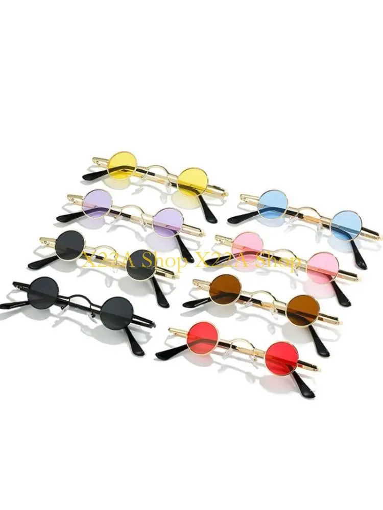 

Unique Punk Round Sunglasses Retro Sunglasses for Men Small Frame Hip Hop