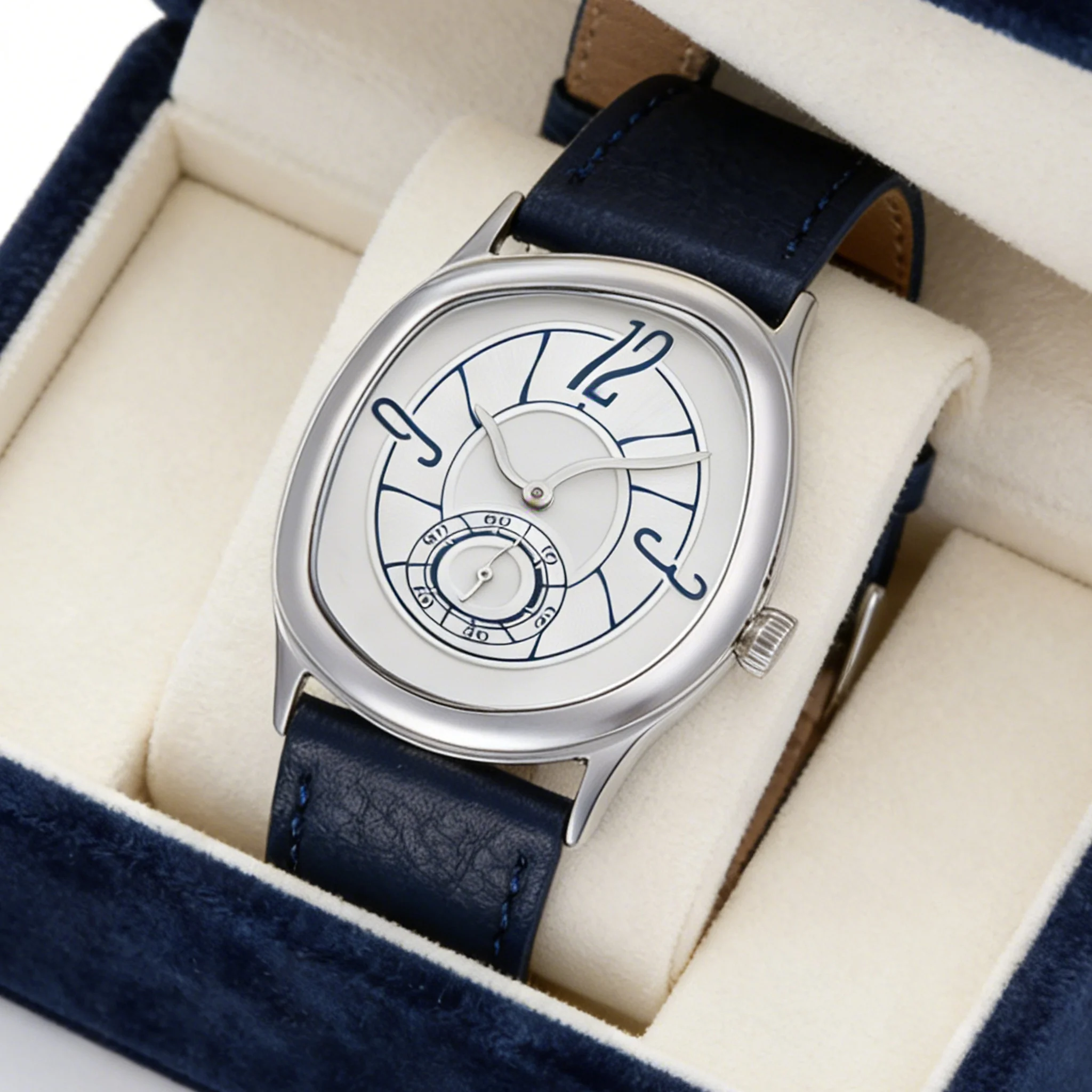 Y2k luxury square watch with twisted design Men's quartz watch Classic retro colour Unique niche women's watch Leather strap