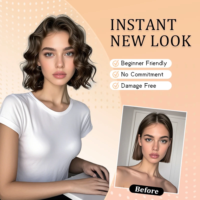 4 шт./компл., синтетические заколки для наращивания волос, короткие волнистые волосы, мягкие пушистые вьющиеся парики, модные аксессуары для волос A